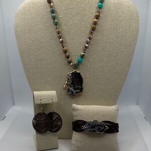 Handcrafted Gemstone Necklace and Earring Set